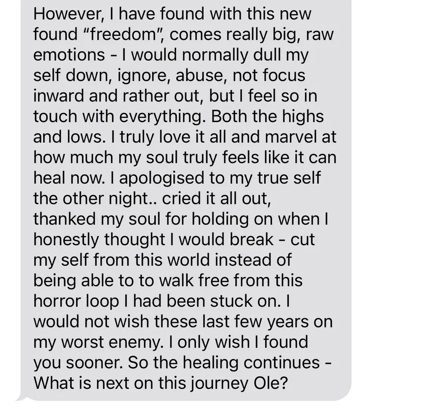Client testimonial — alcohol free after one session