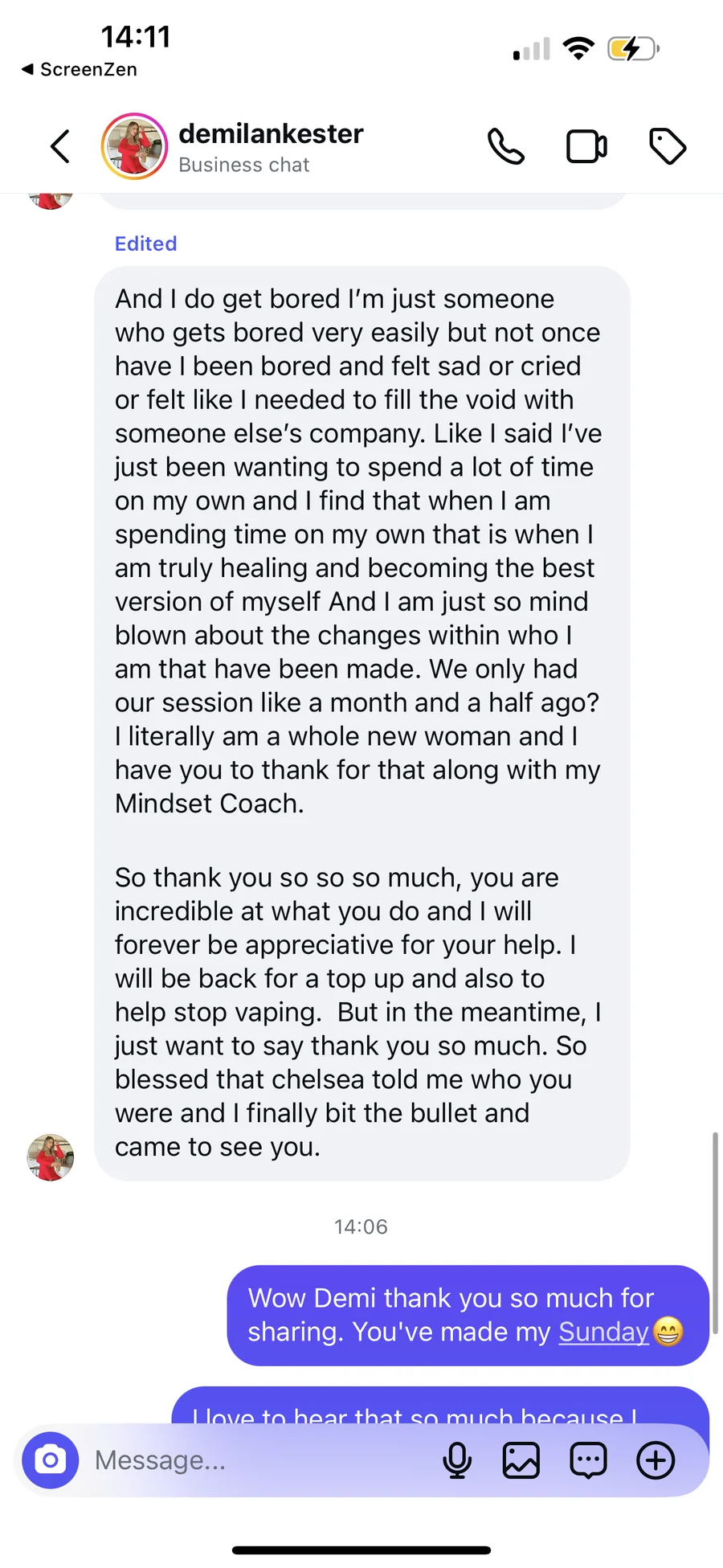 Client testimonial — demi l demilankester