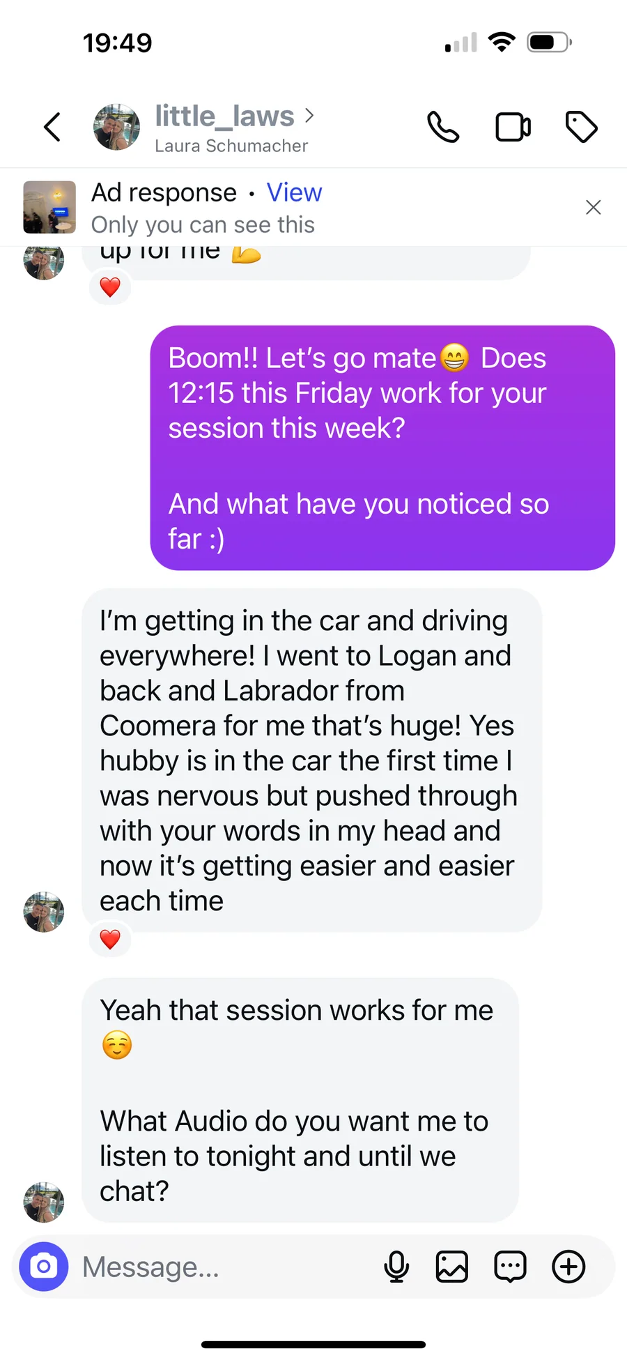 Client testimonial — laura driving anxiety