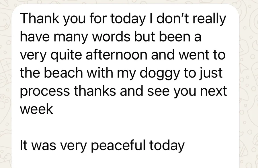 Client testimonial — after one session