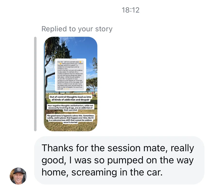 Client testimonial — after one session