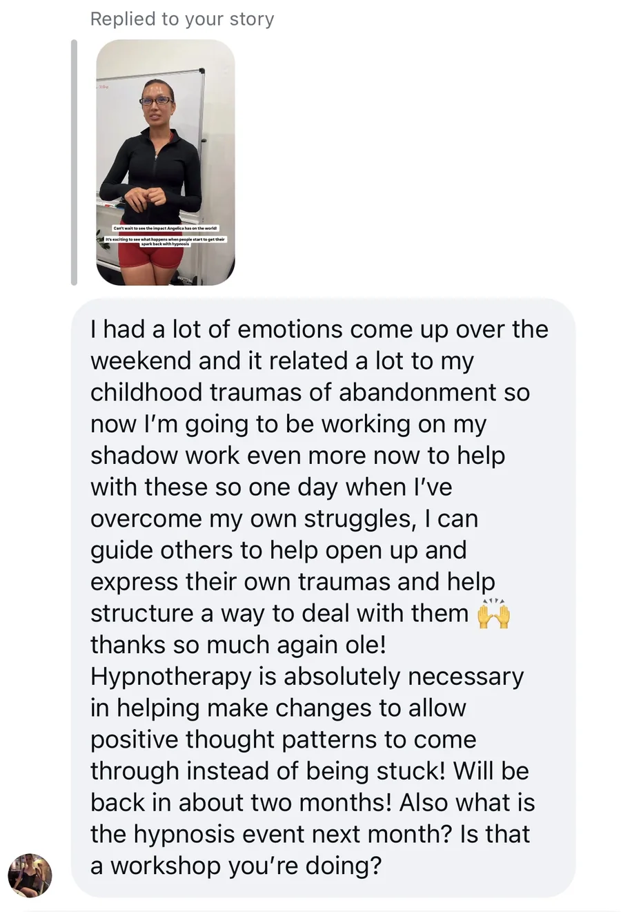 Client testimonial — angelica trauma release