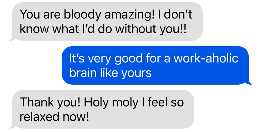 Client testimonial — stress overwork