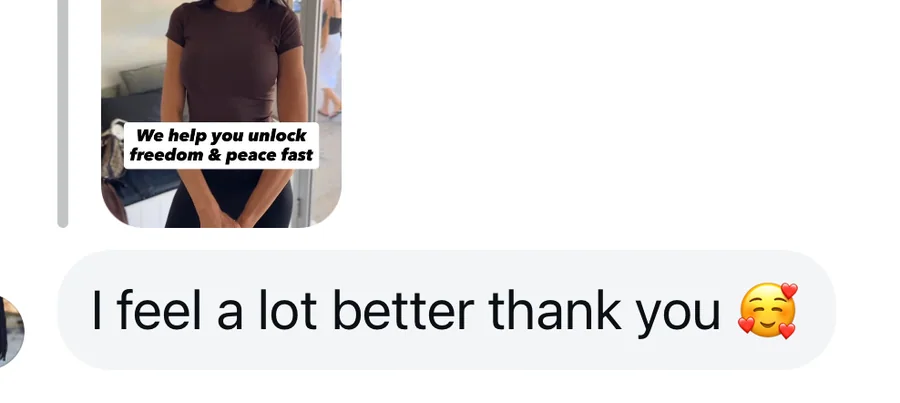 Client testimonial — after one session