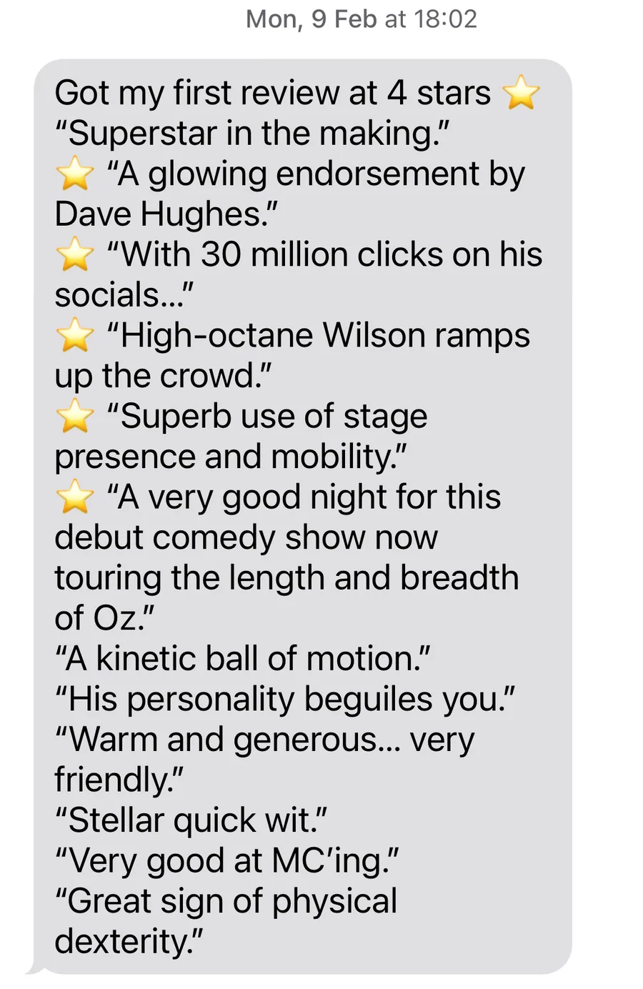 Client testimonial — mickey wilson mickeywilson comedy first reviewed show