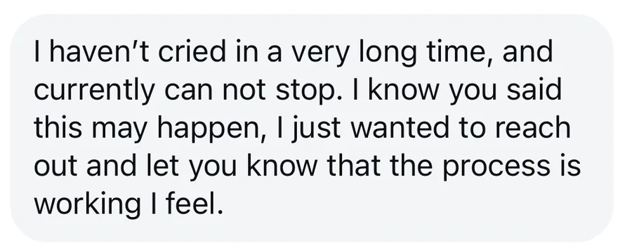 Client testimonial — emotional release