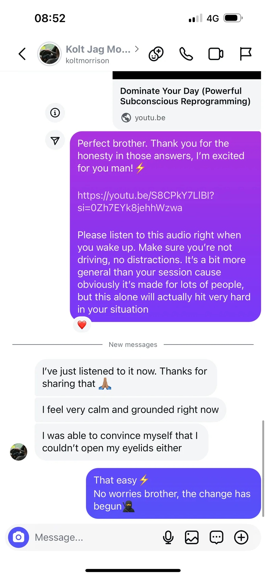 Client testimonial — kolt m koltmorrison first session