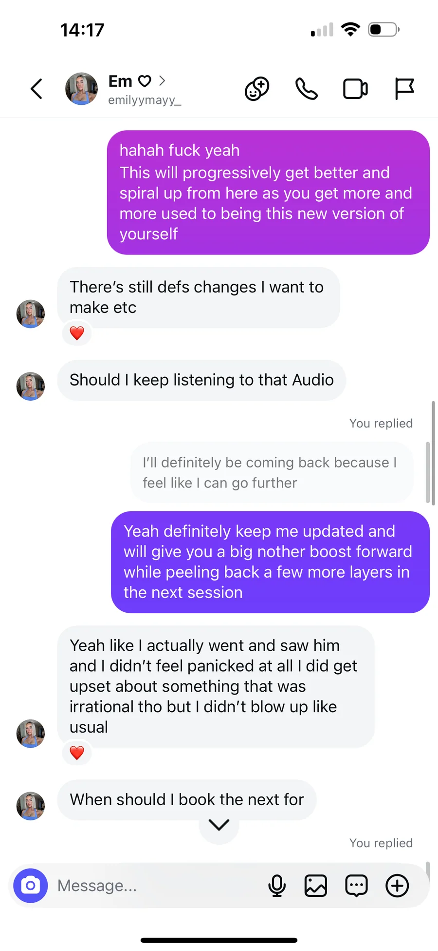 Client testimonial — em emilyymayy panic reactivity